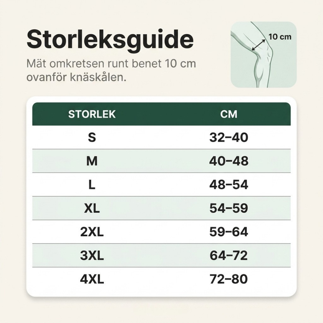 NordComfy Knästöd storleksguide